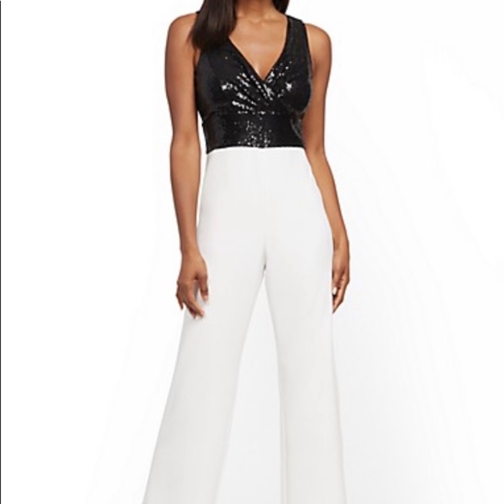 New York & Co Black (Sequin) white bottom Jumpe